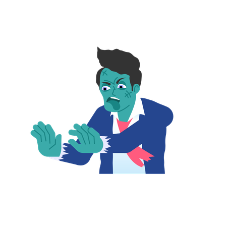 Businessman zombie with stretched out arms forward  Illustration