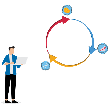 Businessmanager analysiert Geschäft  Illustration