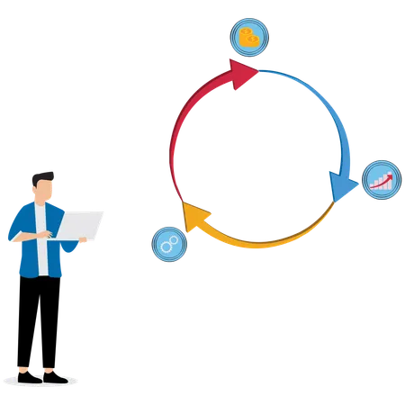 Businessmanager analysiert Geschäft  Illustration