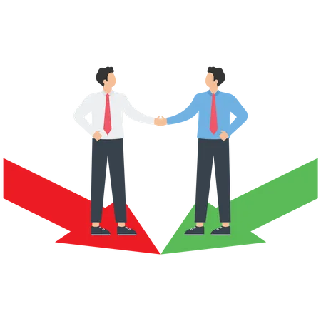 Businessmans make deal and shake hands in arrows  Illustration