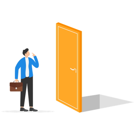 Businessman's opportunity door is closed  イラスト