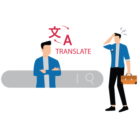 Businessmen are communicating with machine translation application  Illustration