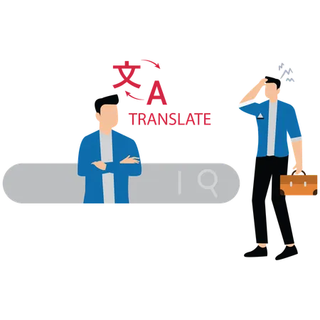 Businessmen are communicating with machine translation application  Illustration