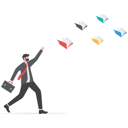 Businessmen are running after books  Illustration