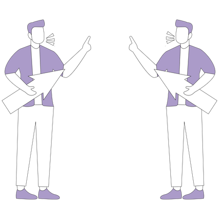 Businessmen arguing with arrows in their hands  Illustration