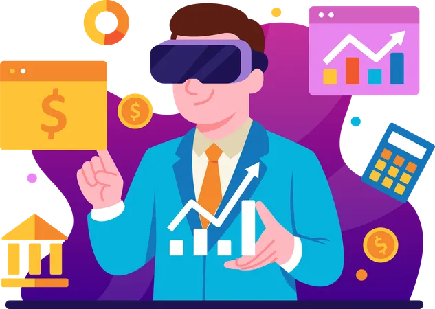 Businessmen assisted by technology  Illustration