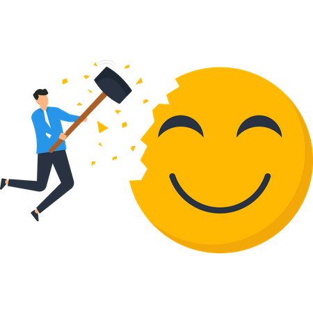 Businessmen attack emoji sign  Illustration
