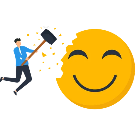 Businessmen attack emoji sign  Illustration
