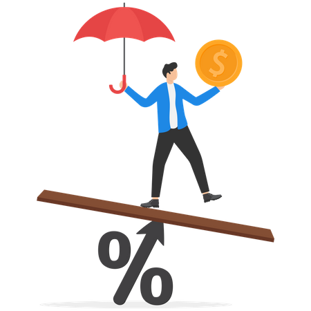 Businessmen balancing business profit and loss  Illustration