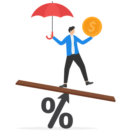 Businessmen balancing business profit and loss  Illustration