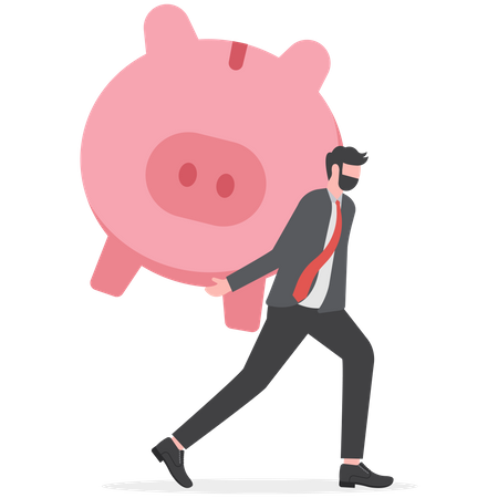 Businessmen carry piggy bank  Illustration