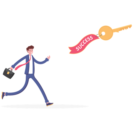 Businessmen catch the flying Key for Success  Illustration