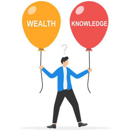 Businessmen choose between wealth or knowledge  イラスト