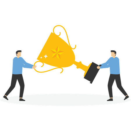 Businessmen compete for victory and trophies  Illustration