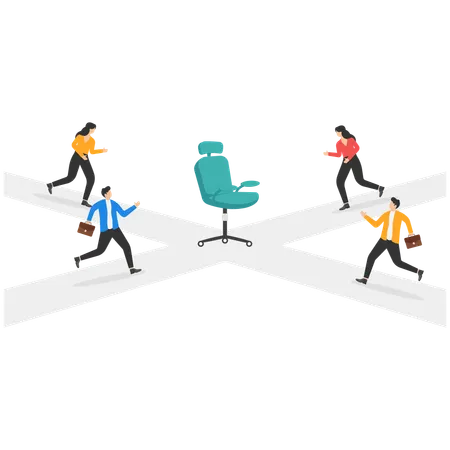 Businessmen compete who will first run to the chair  Illustration