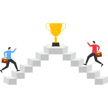 Businessmen competing for business trophies  Illustration