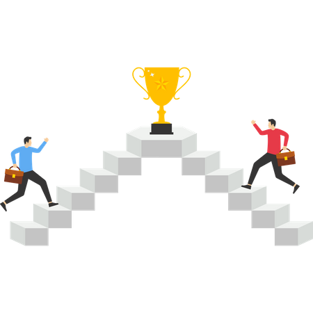 Businessmen competing for business trophies  Illustration