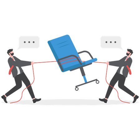 Businessmen competitor fight and pulling office management chair  Illustration