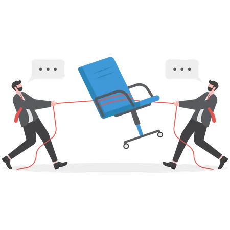 Businessmen competitor fight and pulling office management chair  Illustration