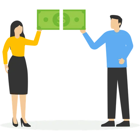 Businessmen Connect Money Puzzles Business Concept Vector Illustration Illustration