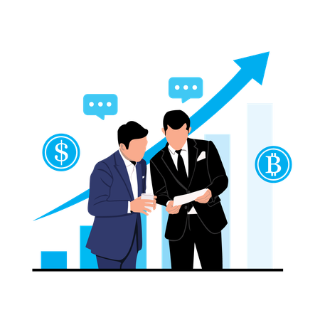 Businessmen discuss about market growth  Illustration