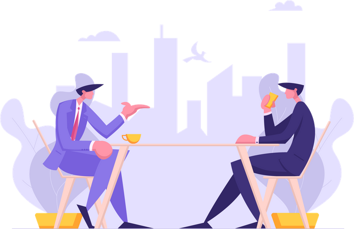Businessmen Discussing Company Strategy Illustration