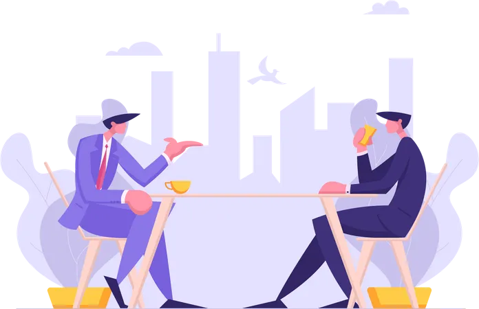 Businessmen Discussing Company Strategy  Illustration