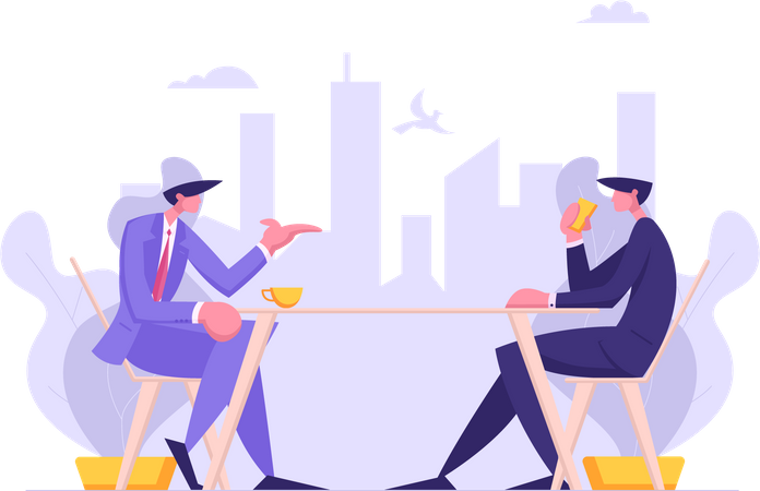 Businessmen Discussing Company Strategy  Illustration