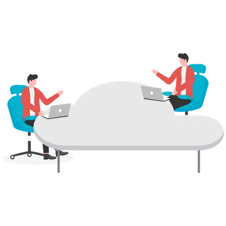 Businessmen doing online business meeting  Illustration