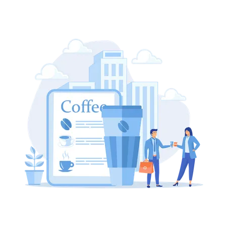 Businessmen drinking take away coffee  Illustration