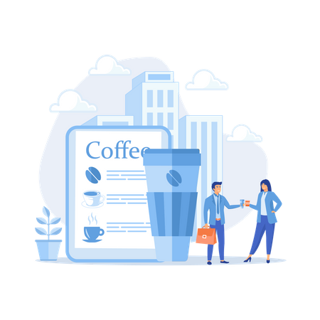 Businessmen drinking take away coffee  Illustration