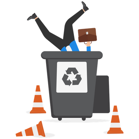 Businessmen dropped into trash  Illustration