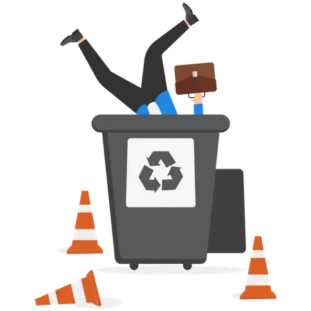 Businessmen dropped into trash  Illustration