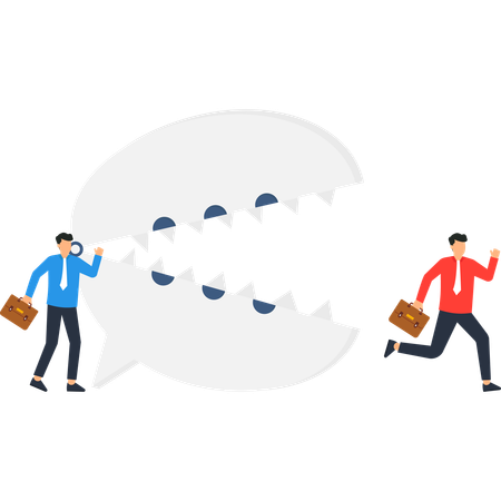 Businessmen Escape Speech Bubble  Illustration