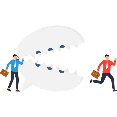 Businessmen Escape Speech Bubble  Illustration
