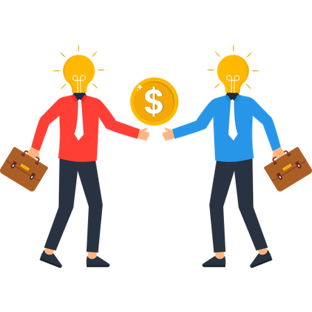 Businessmen exchanging idea & money  Illustration