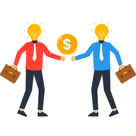 Businessmen exchanging idea & money  Illustration