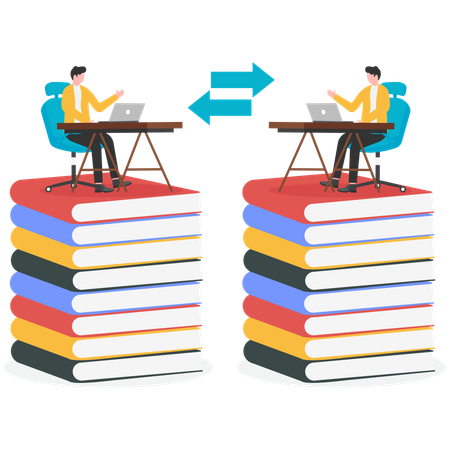Businessmen exchanging knowledge  Illustration
