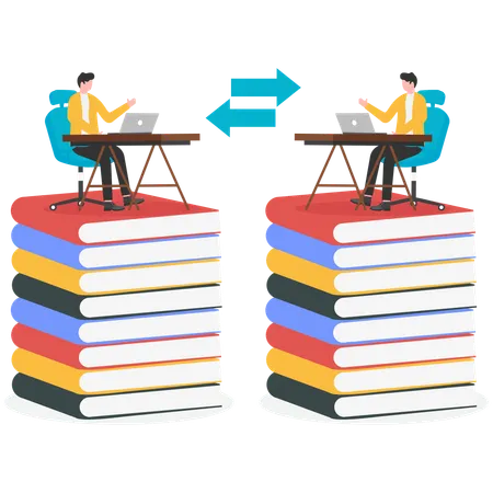 Businessmen exchanging knowledge  Illustration