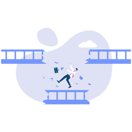 Businessmen fell from broken bridge  Illustration