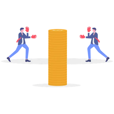 Businessmen fighting for money  Illustration