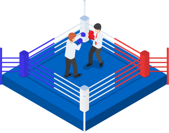 Businessmen fighting on boxing ring Illustration