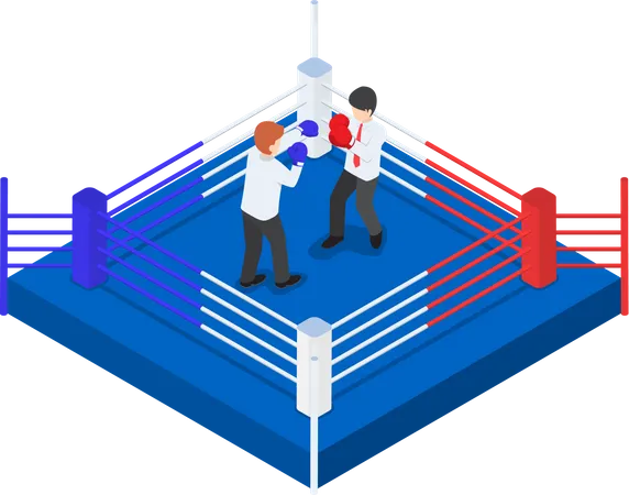 Businessmen fighting on boxing ring Illustration
