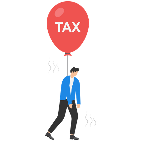 Businessmen fly balloons with the word TAX  Illustration