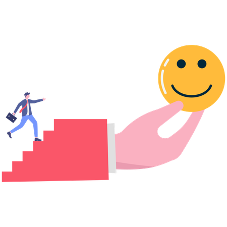 Businessmen get smile emoji as response  Illustration