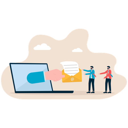 Businessmen give email to everyone for email marketing promotion  Illustration