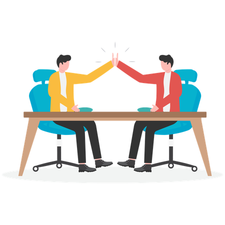 Businessmen giving high five to each other  Illustration