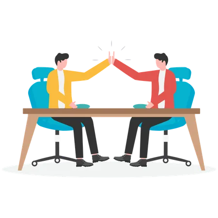 Businessmen giving high five to each other  Illustration