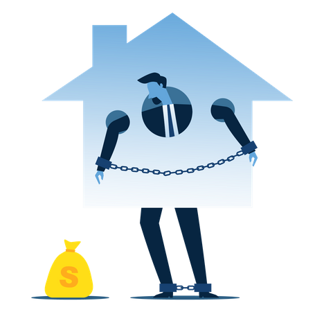 Businessmen have problems with mortgages Illustration