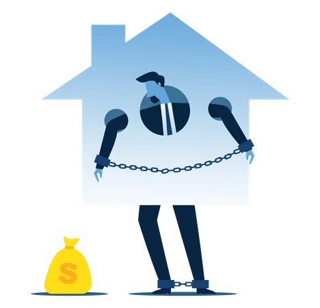 Businessmen have problems with mortgages Illustration
